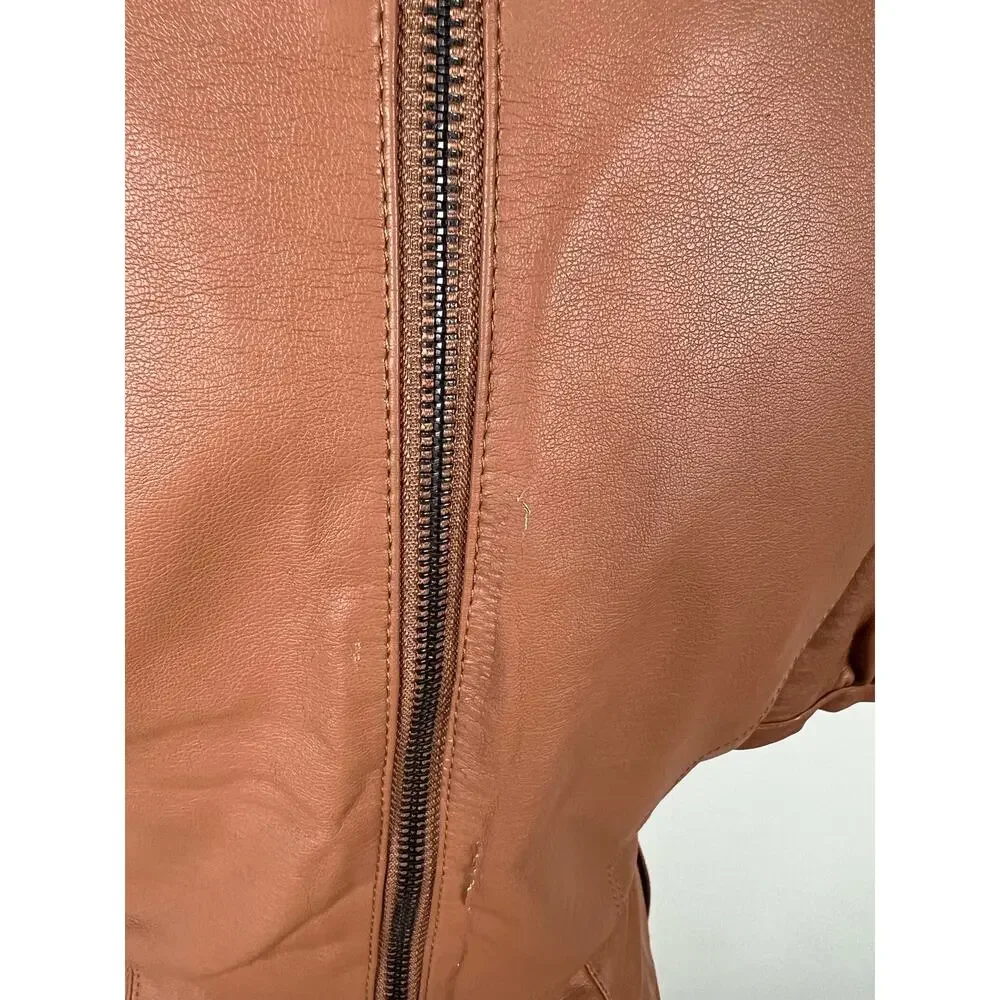 Cupcake & Cashmere Maggie Dress Brown Faux Leather Mini Dress with pockets - Picture 9 of 16